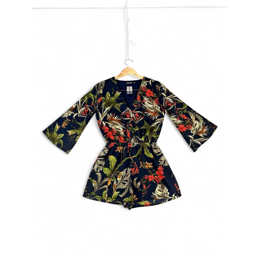 Sassafras Floral V-Neck Romper Jumpsuit Size M